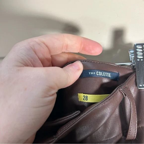 Anthropologie Maeve The Colette Faux Leather Chocolate Brown Crop Pants Size 28 - Picture 6 of 10